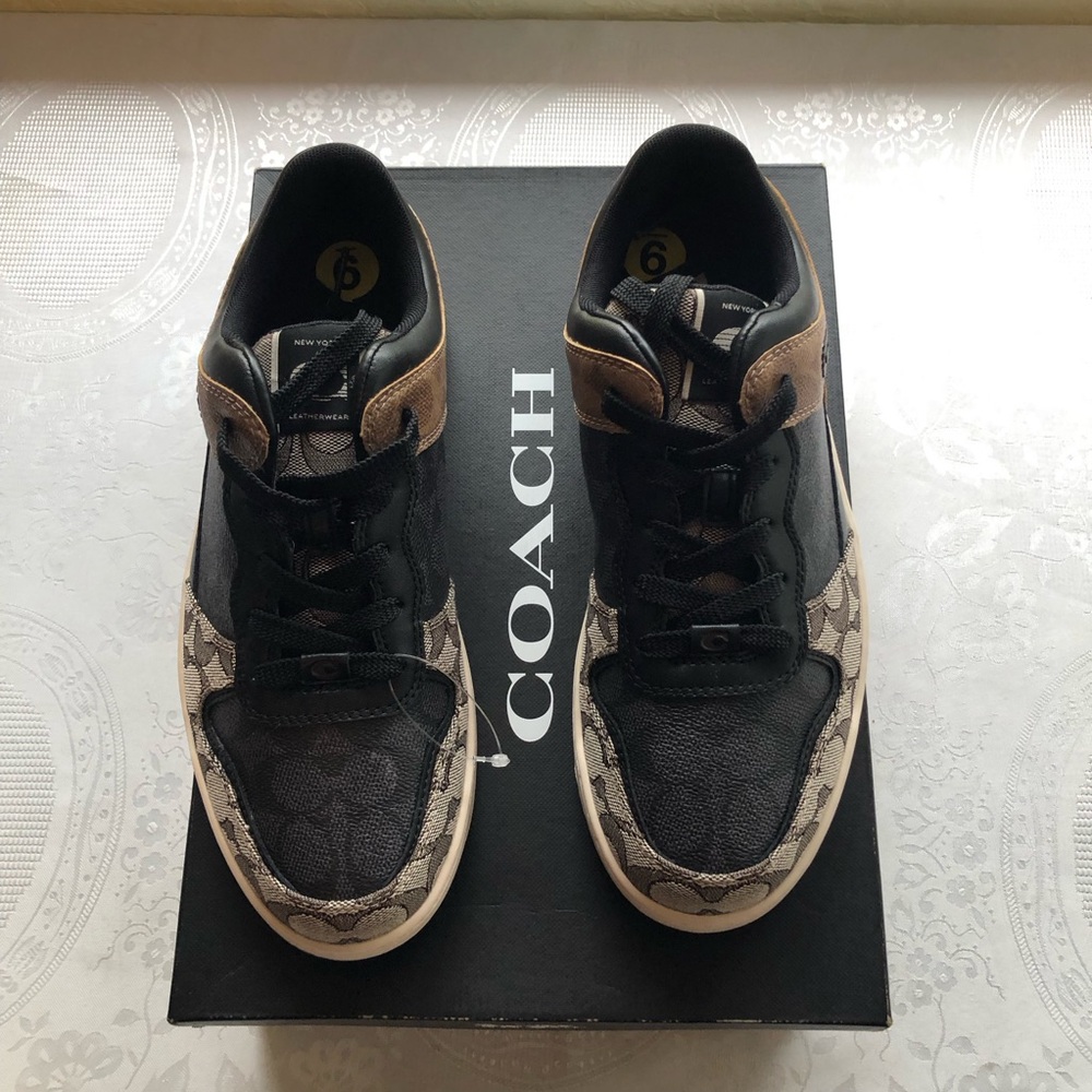 COACH C 201 Signature Monogram Coated Canvas Brown Sneakers Men’s Size 9 NWB - Picture 14 of 16